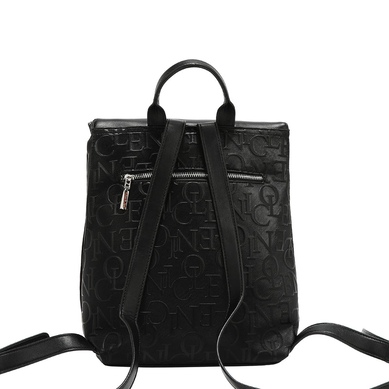MOCHILA MULTIBOLSILLOS ELEGANCIA EN RELIEVE (NEGRO)