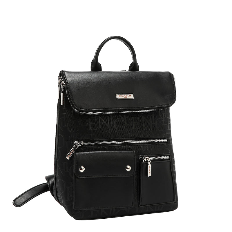 MOCHILA MULTIBOLSILLOS ELEGANCIA EN RELIEVE (NEGRO)
