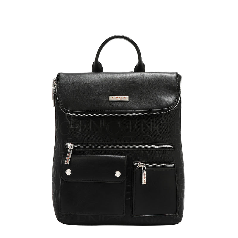 MOCHILA MULTIBOLSILLOS ELEGANCIA EN RELIEVE (NEGRO)
