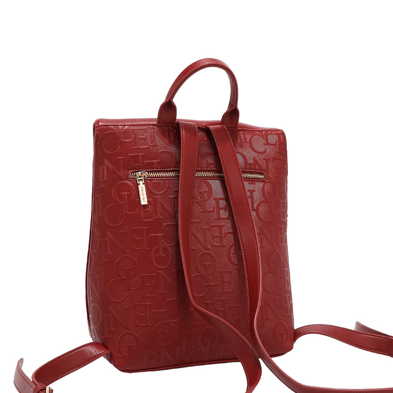 MOCHILA MULTIBOLSILLOS ELEGANCIA EN RELIEVE (ROJO)