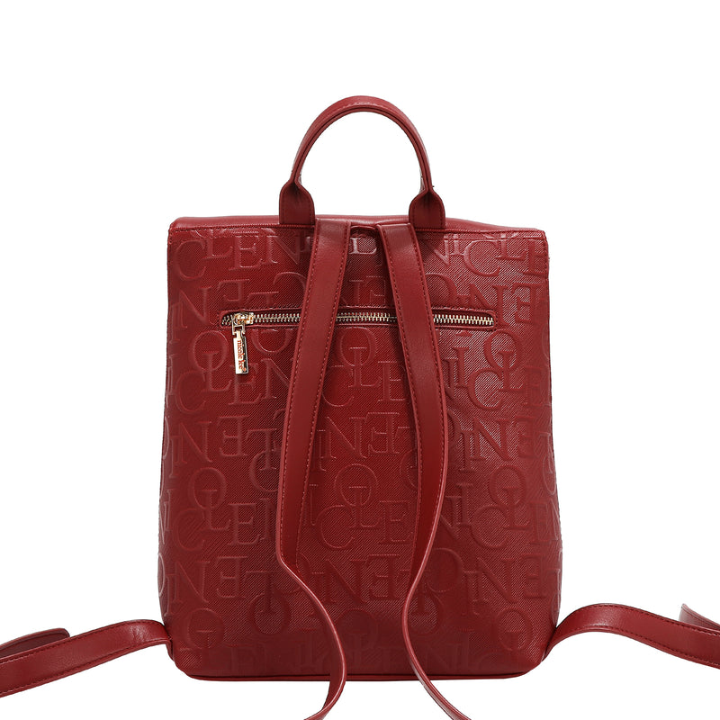 MOCHILA MULTIBOLSILLOS ELEGANCIA EN RELIEVE (ROJO)