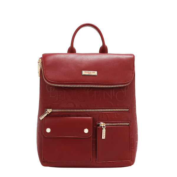 MOCHILA MULTIBOLSILLOS ELEGANCIA EN RELIEVE (ROJO)