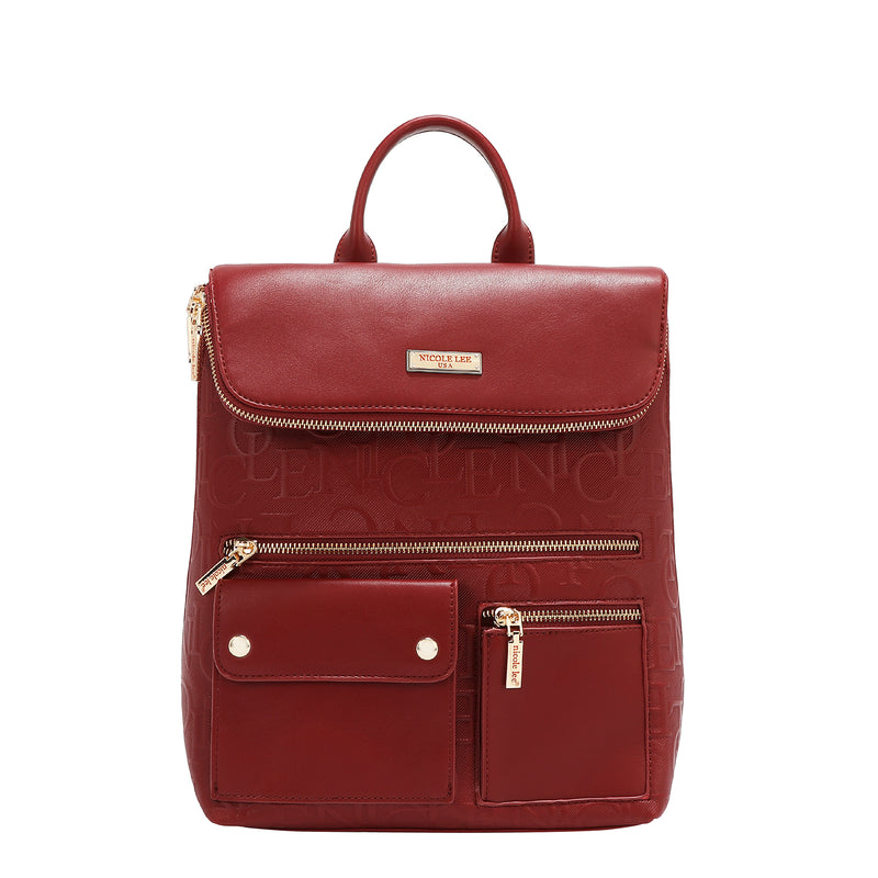 MOCHILA MULTIBOLSILLOS ELEGANCIA EN RELIEVE (ROJO)