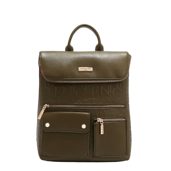 MOCHILA MULTIBOLSILLOS ELEGANCIA EN RELIEVE (OLIVA)