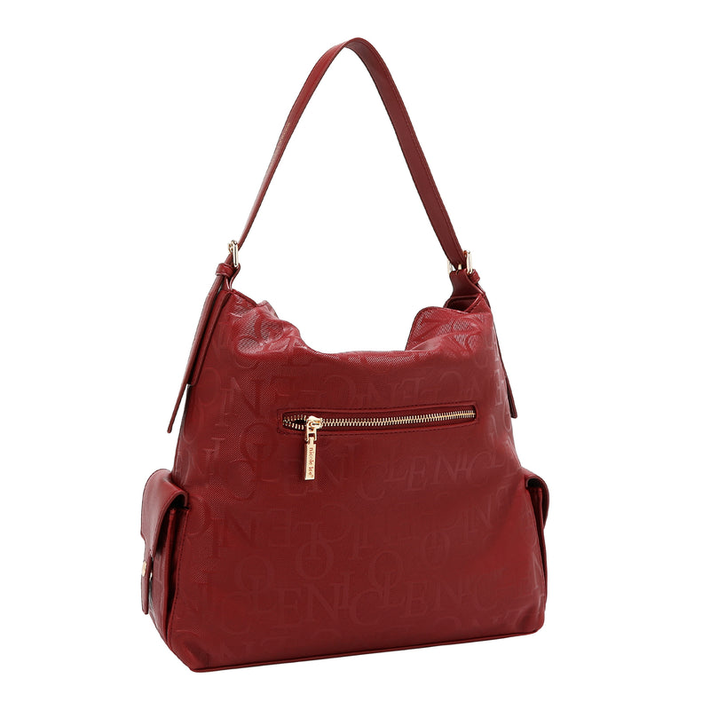 BOLSO DE HOMBRO GRANDE ELEGANCIA EN RELIEVE (ROJO)