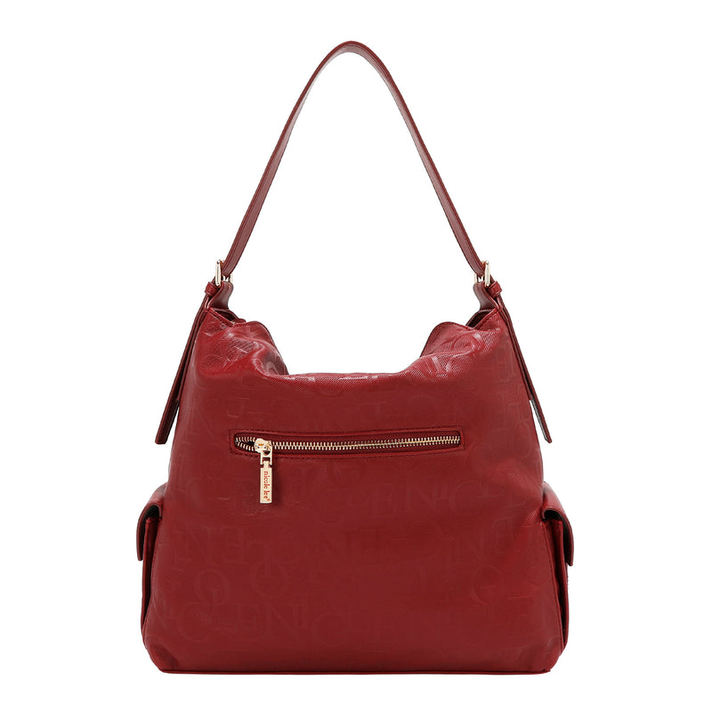 BOLSO DE HOMBRO GRANDE ELEGANCIA EN RELIEVE (ROJO)