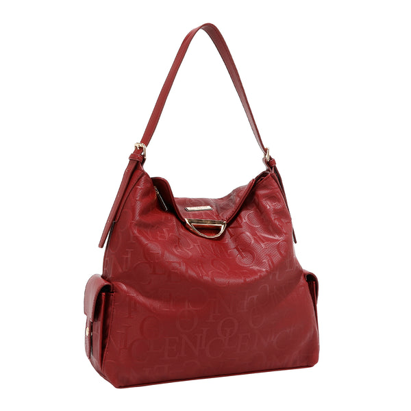 BOLSO DE HOMBRO GRANDE ELEGANCIA EN RELIEVE (ROJO)