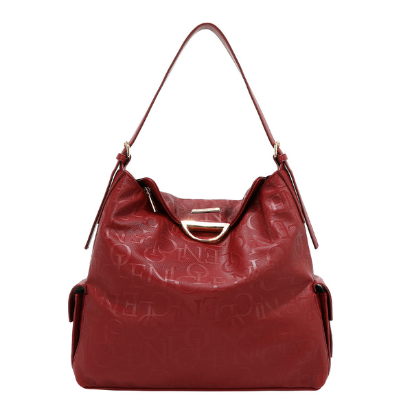 BOLSO DE HOMBRO GRANDE ELEGANCIA EN RELIEVE (ROJO)