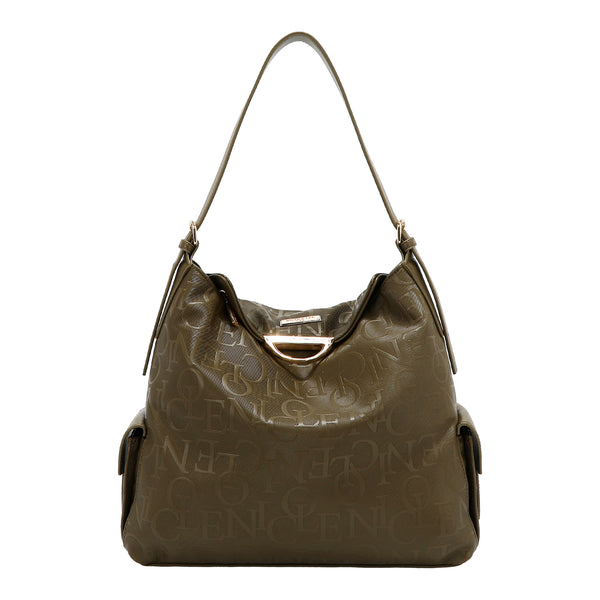 BOLSO DE HOMBRO GRANDE ELEGANCIA EN RELIEVE (OLIVA)