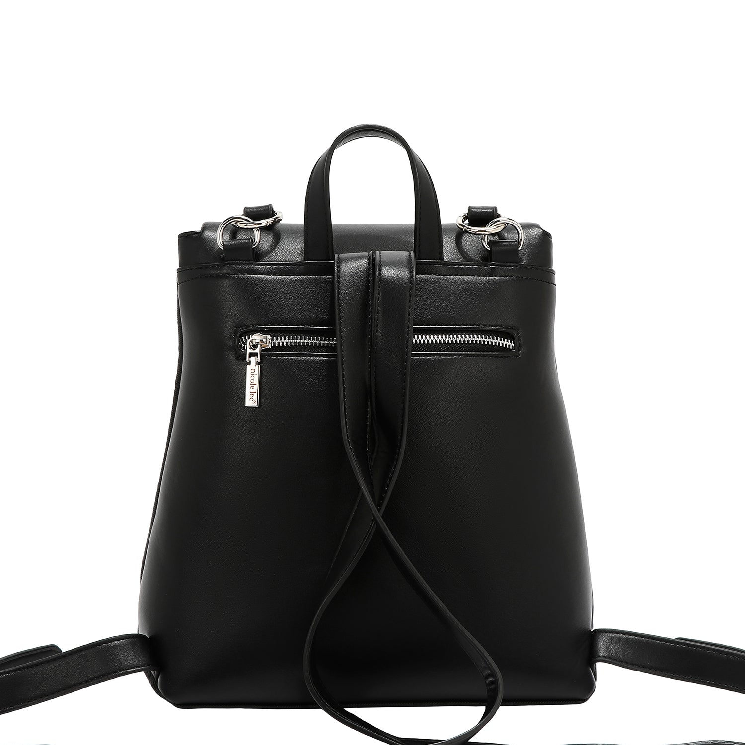 MOCHILA CON SOLAPA ELEGANCIA EN RELIEVE (NEGRO)