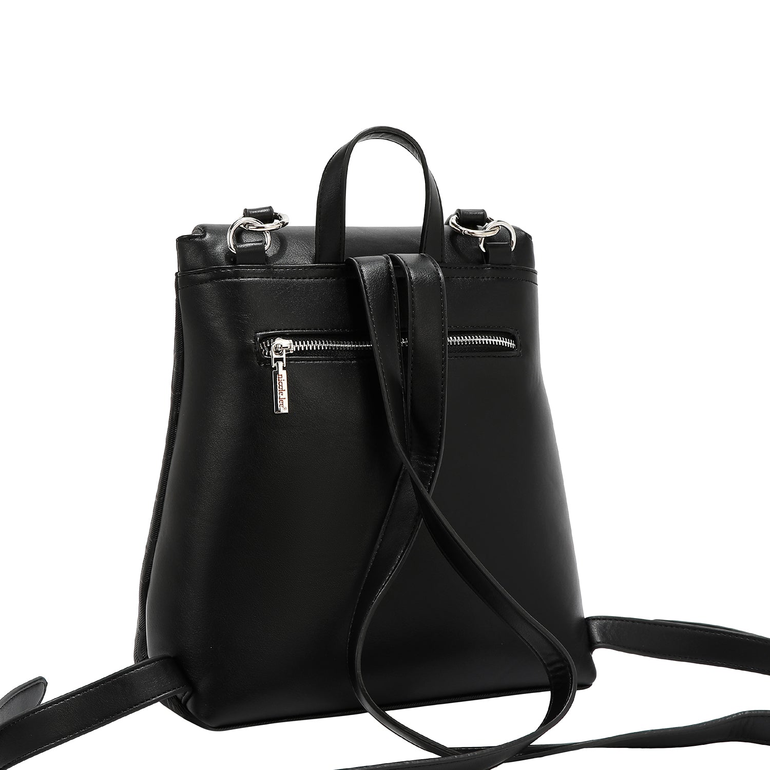 MOCHILA CON SOLAPA ELEGANCIA EN RELIEVE (NEGRO)