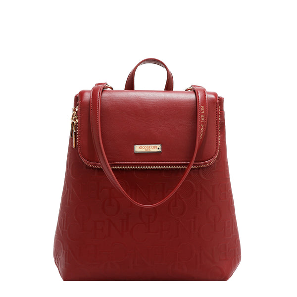 MOCHILA CON SOLAPA ELEGANCIA EN RELIEVE (ROJO)