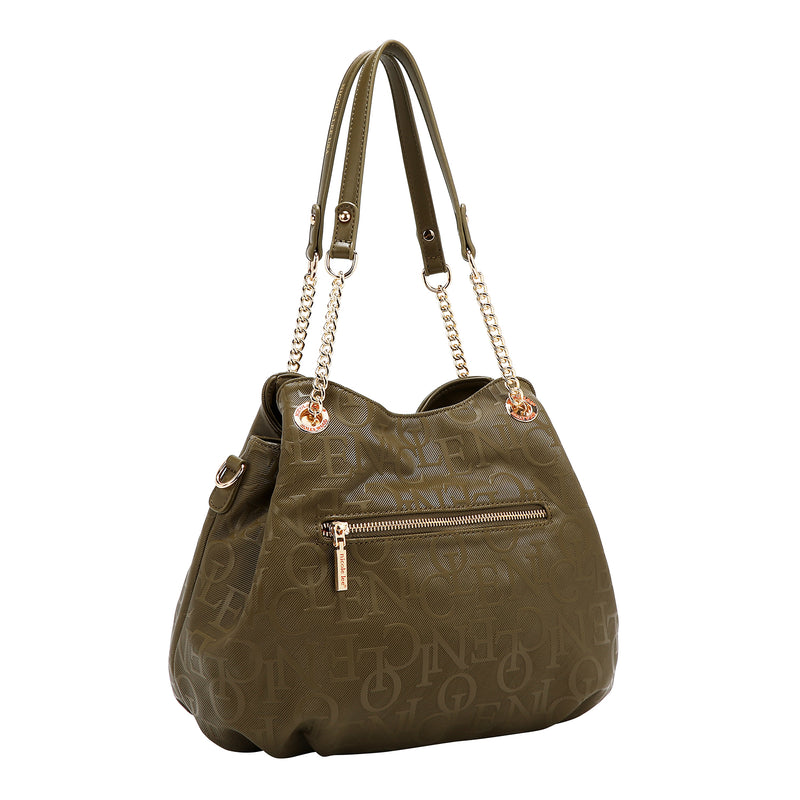 BOLSO DE MANO ELEGANCIA EN RELIEVE (OLIVA)