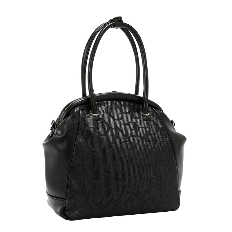 BOLSO DE HOMBRO CON MARCO ELEGANTE EN RELIEVE (NEGRO)