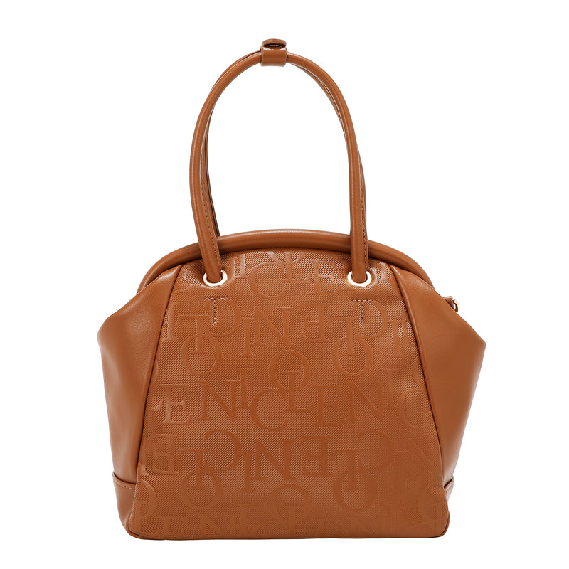 BOLSO DE HOMBRO CON MARCO ELEGANTE EN RELIEVE (MARRON)