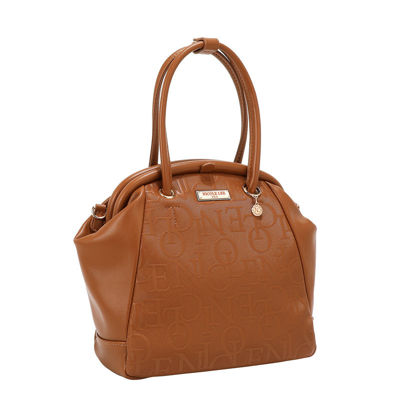 BOLSO DE HOMBRO CON MARCO ELEGANTE EN RELIEVE (MARRON)