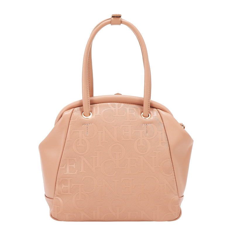 BOLSO DE HOMBRO CON MARCO ELEGANTE EN RELIEVE (ROSA)
