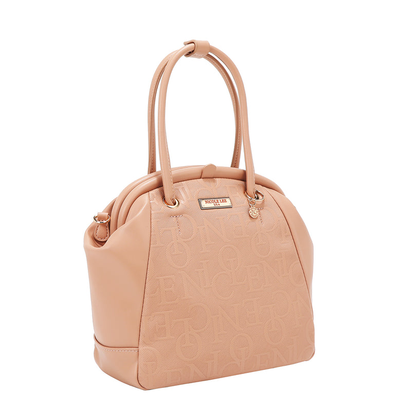 BOLSO DE HOMBRO CON MARCO ELEGANTE EN RELIEVE (ROSA)