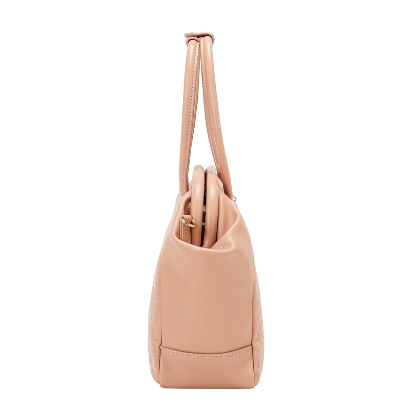 BOLSO DE HOMBRO CON MARCO ELEGANTE EN RELIEVE (ROSA)