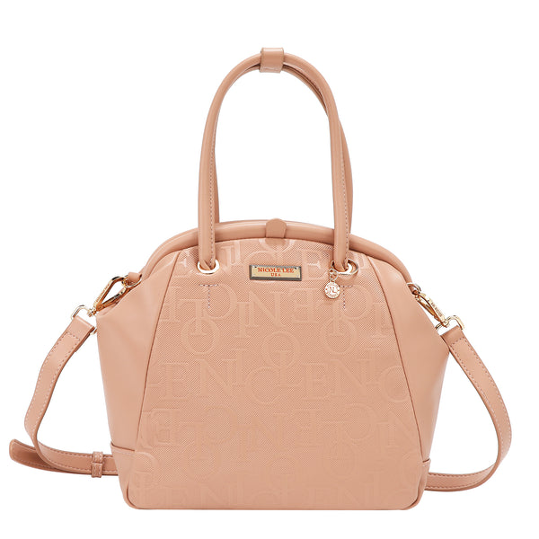 BOLSO DE HOMBRO CON MARCO ELEGANTE EN RELIEVE (ROSA)