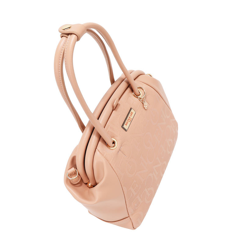BOLSO DE HOMBRO CON MARCO ELEGANTE EN RELIEVE (ROSA)