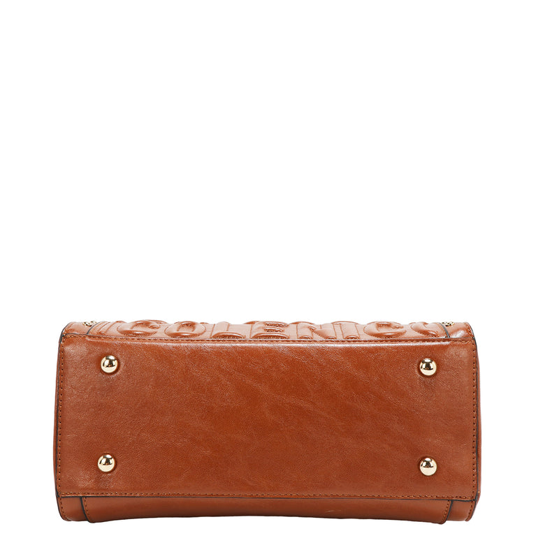 BOLSO BOSTON CON LOGOTIPO EN RELIEVE (MARRON)