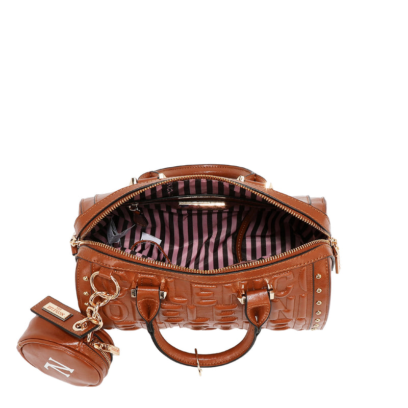 BOLSO BOSTON CON LOGOTIPO EN RELIEVE (VINO)