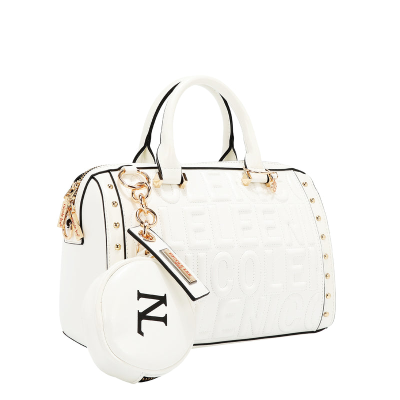 BOLSO BOSTON CON LOGOTIPO EN RELIEVE (BLANCO)