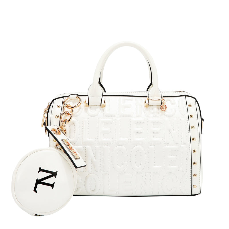 BOLSO BOSTON CON LOGOTIPO EN RELIEVE (BLANCO)