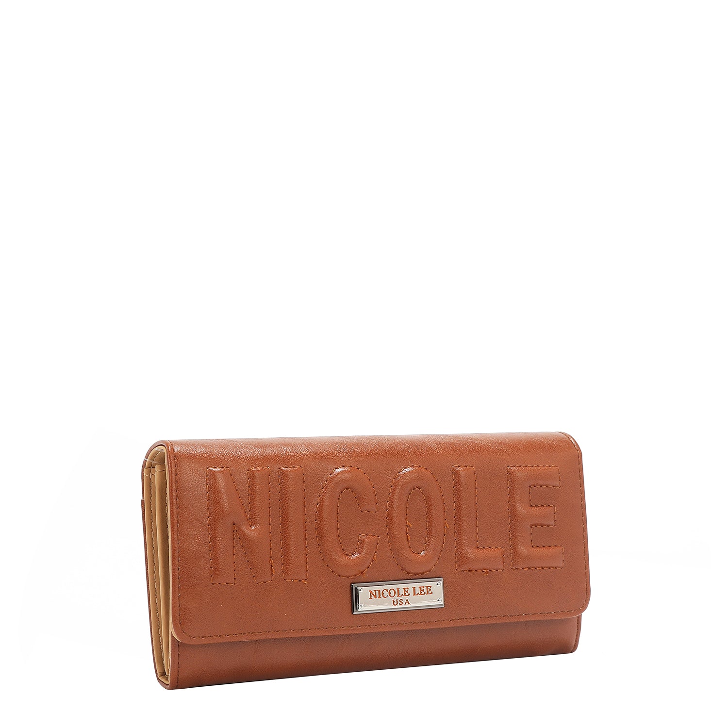 CARTERA TRIPLE PLIEGO CON LOGO EN RELIEVE (MARRON)