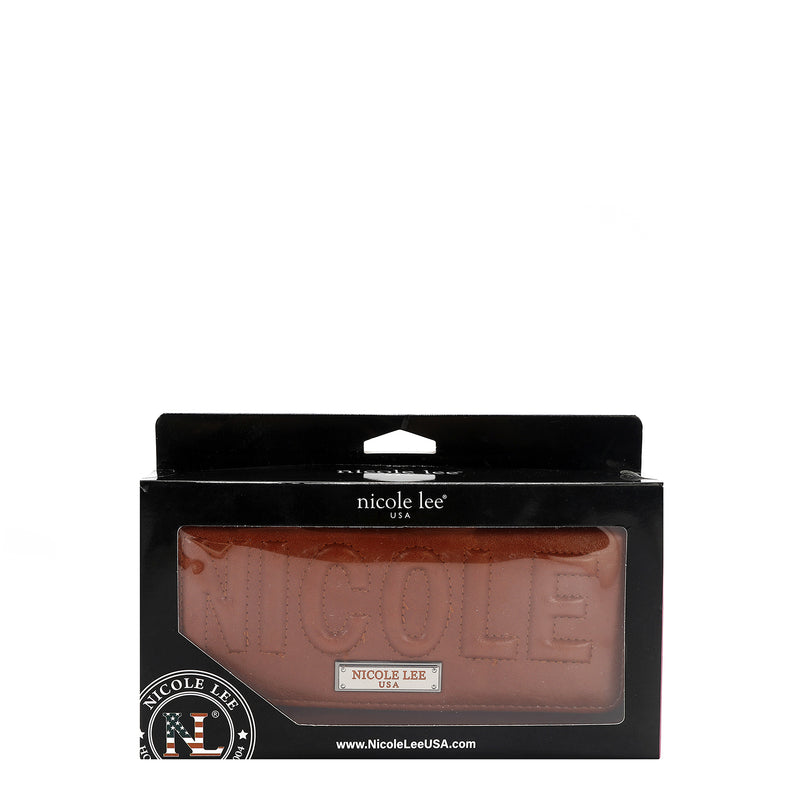 CARTERA TRIPLE PLIEGO CON LOGO EN RELIEVE (MARRON)