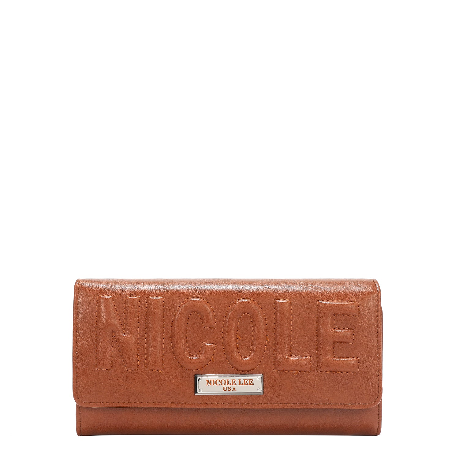 CARTERA TRIPLE PLIEGO CON LOGO EN RELIEVE (MARRON)