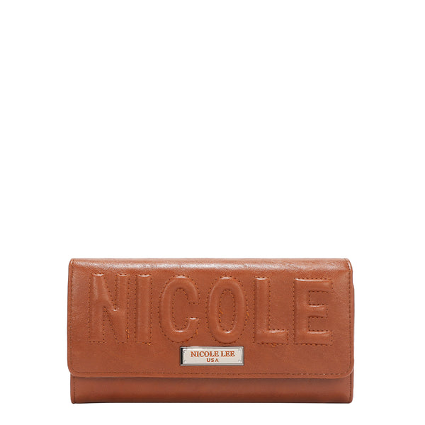 CARTERA TRIPLE PLIEGO CON LOGO EN RELIEVE (MARRON)