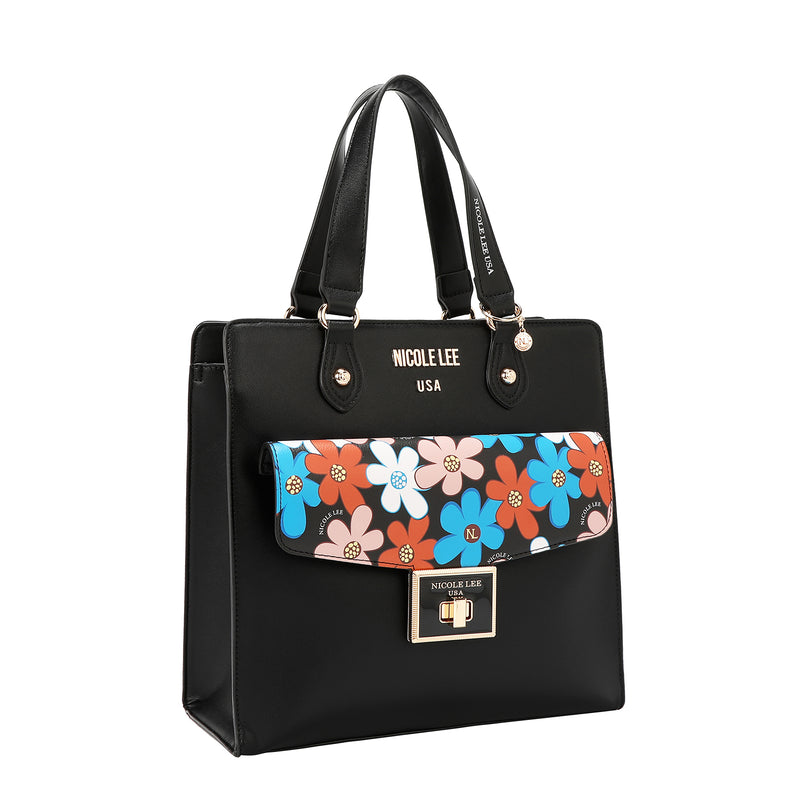 BOLSA DE TOTE POP FLORAL (NEGRO)