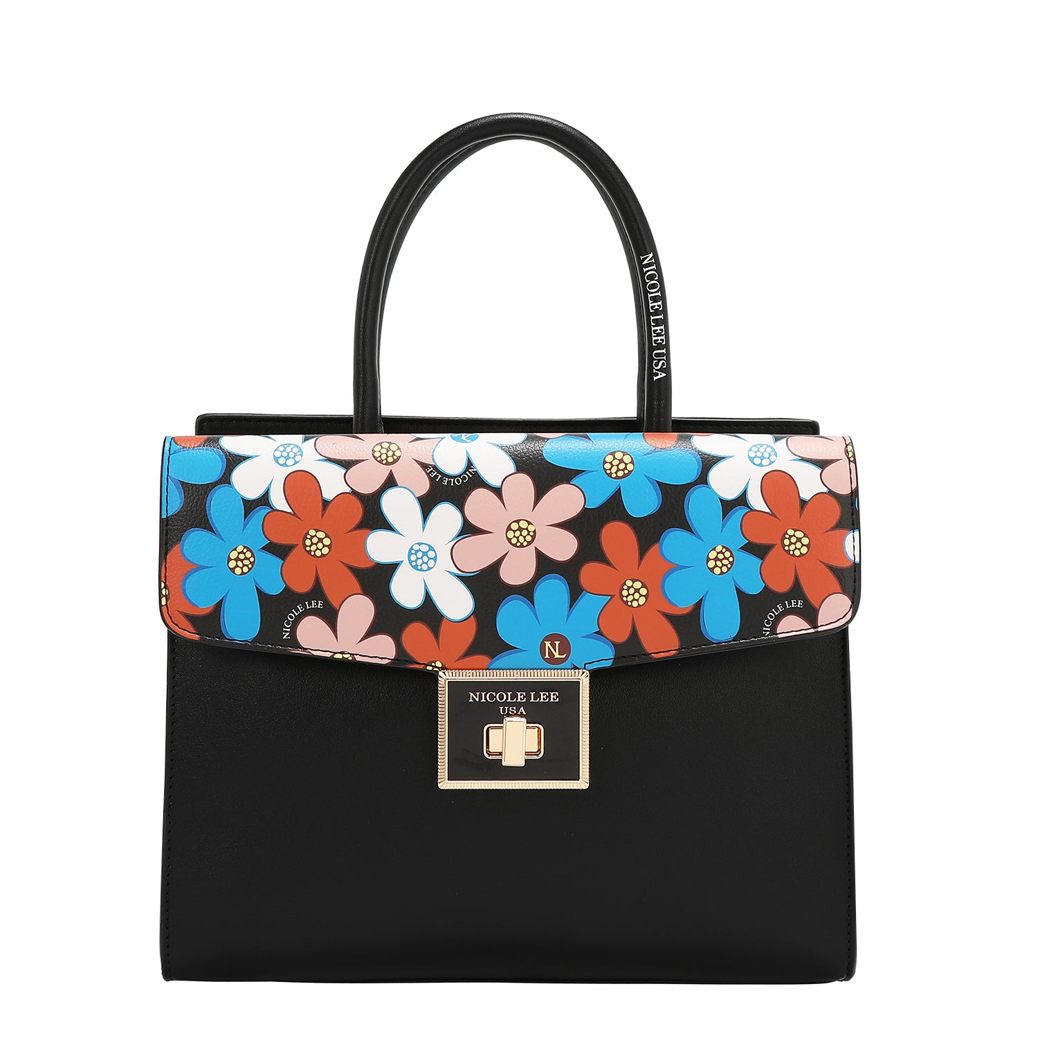 BOLSO SATCHEL POP FLORAL (NEGRO)