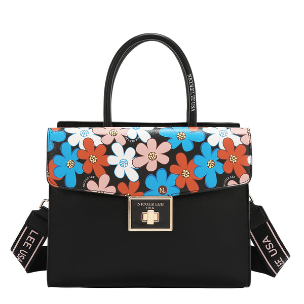 BOLSO SATCHEL POP FLORAL (NEGRO)