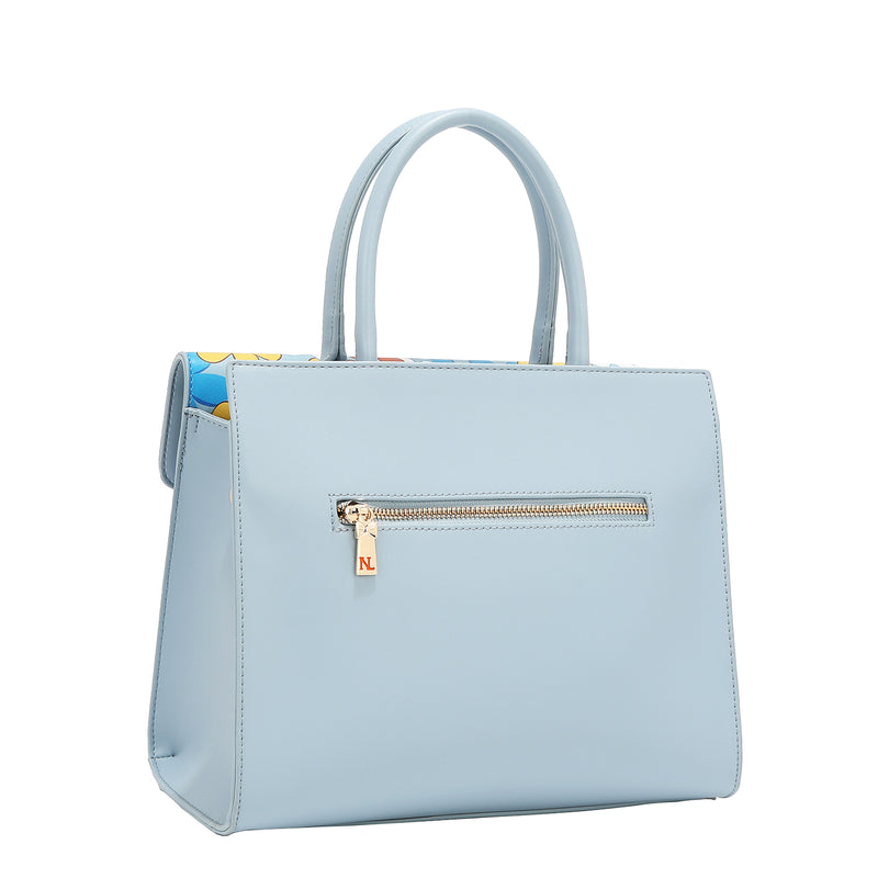 BOLSO SATCHEL POP FLORAL (AZUL)