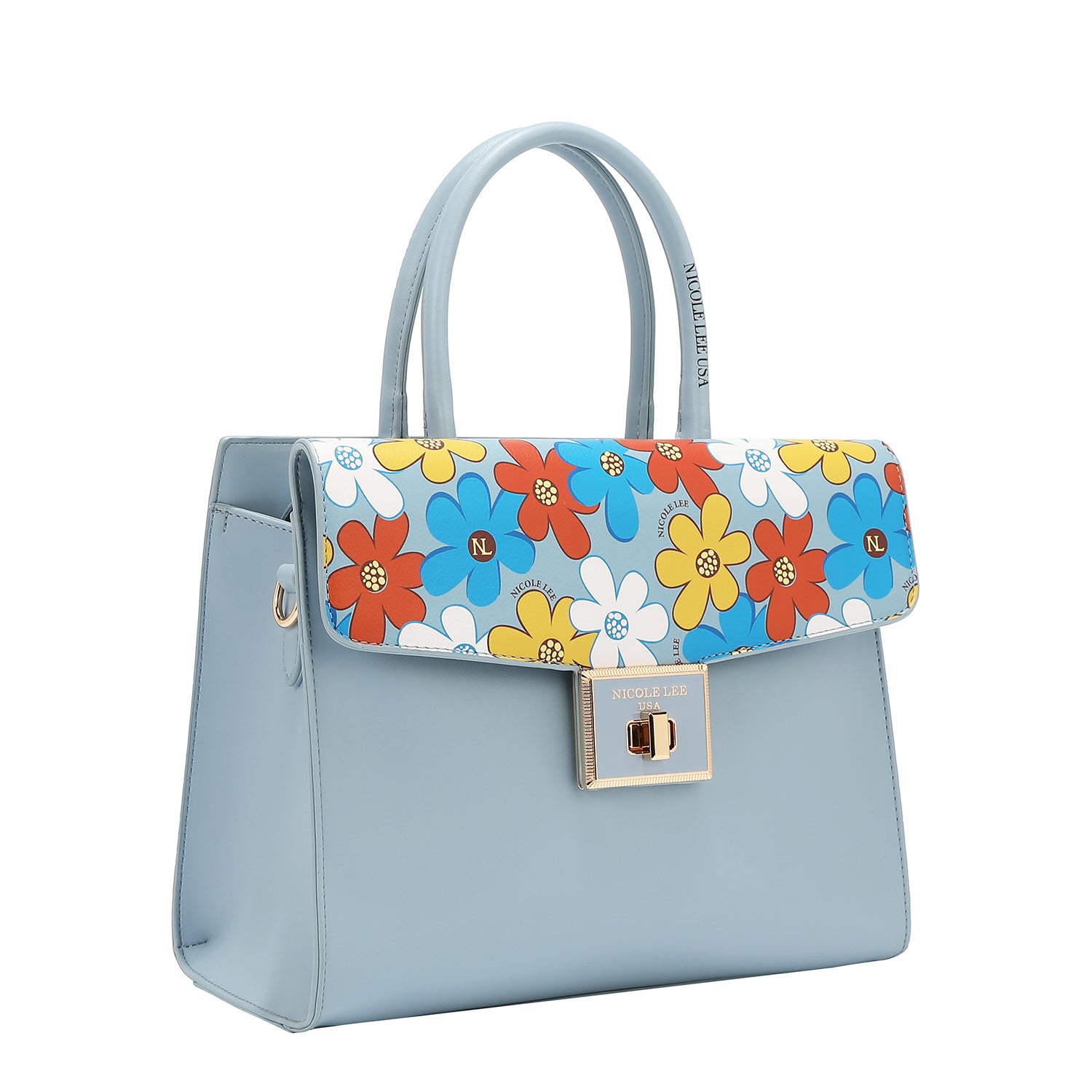 BOLSO SATCHEL POP FLORAL (AZUL)