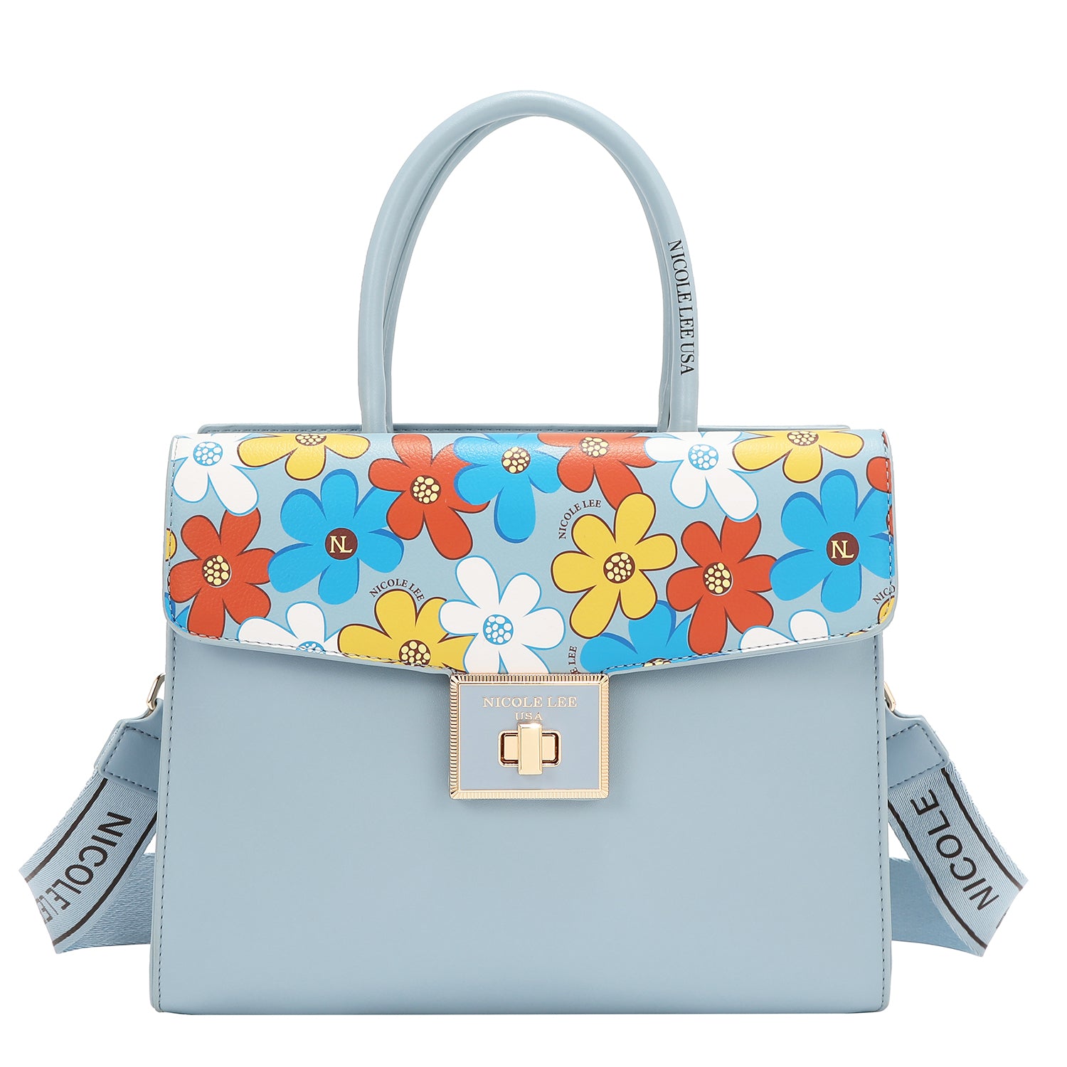 BOLSO SATCHEL POP FLORAL (AZUL)