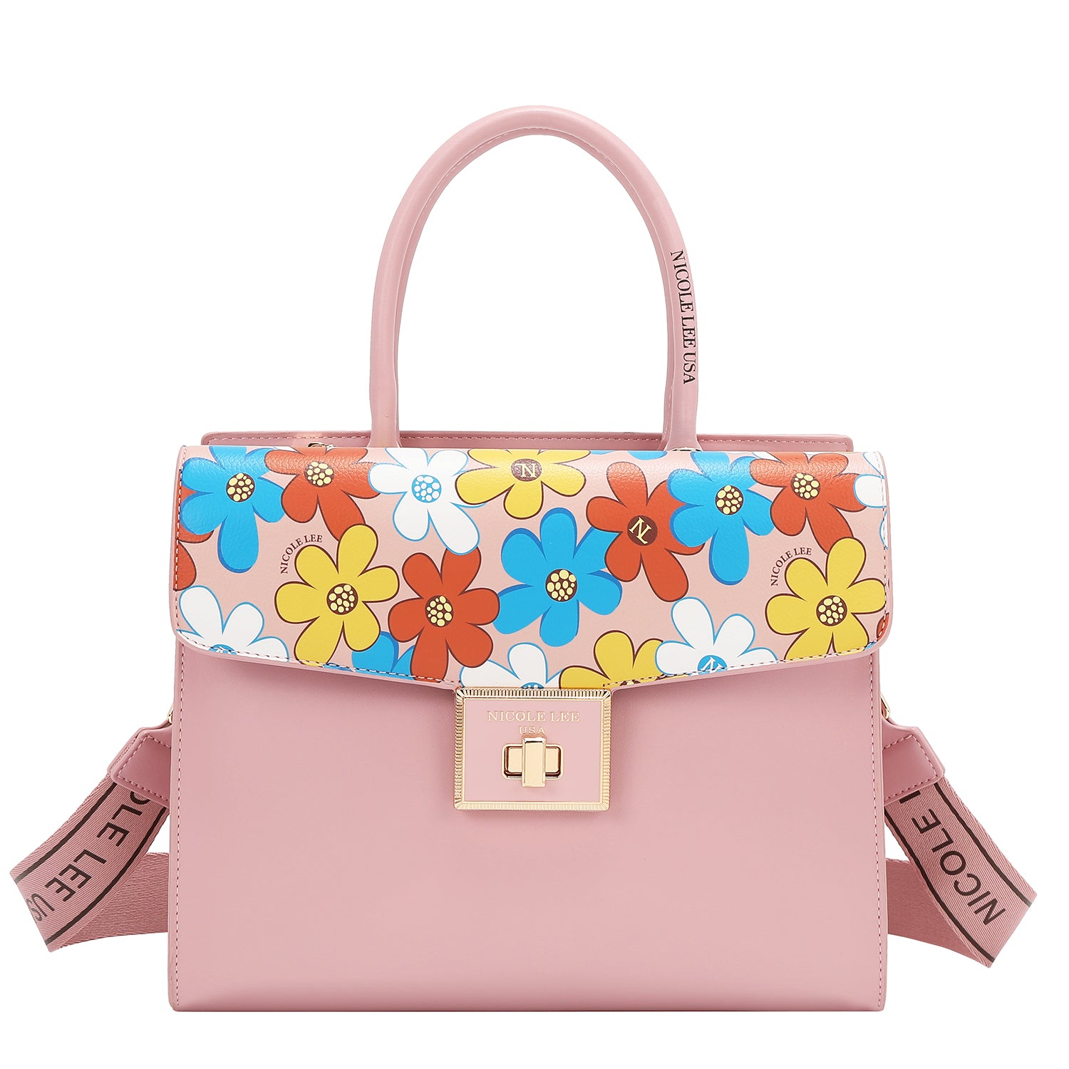 BOLSO SATCHEL POP FLORAL (ROSA)