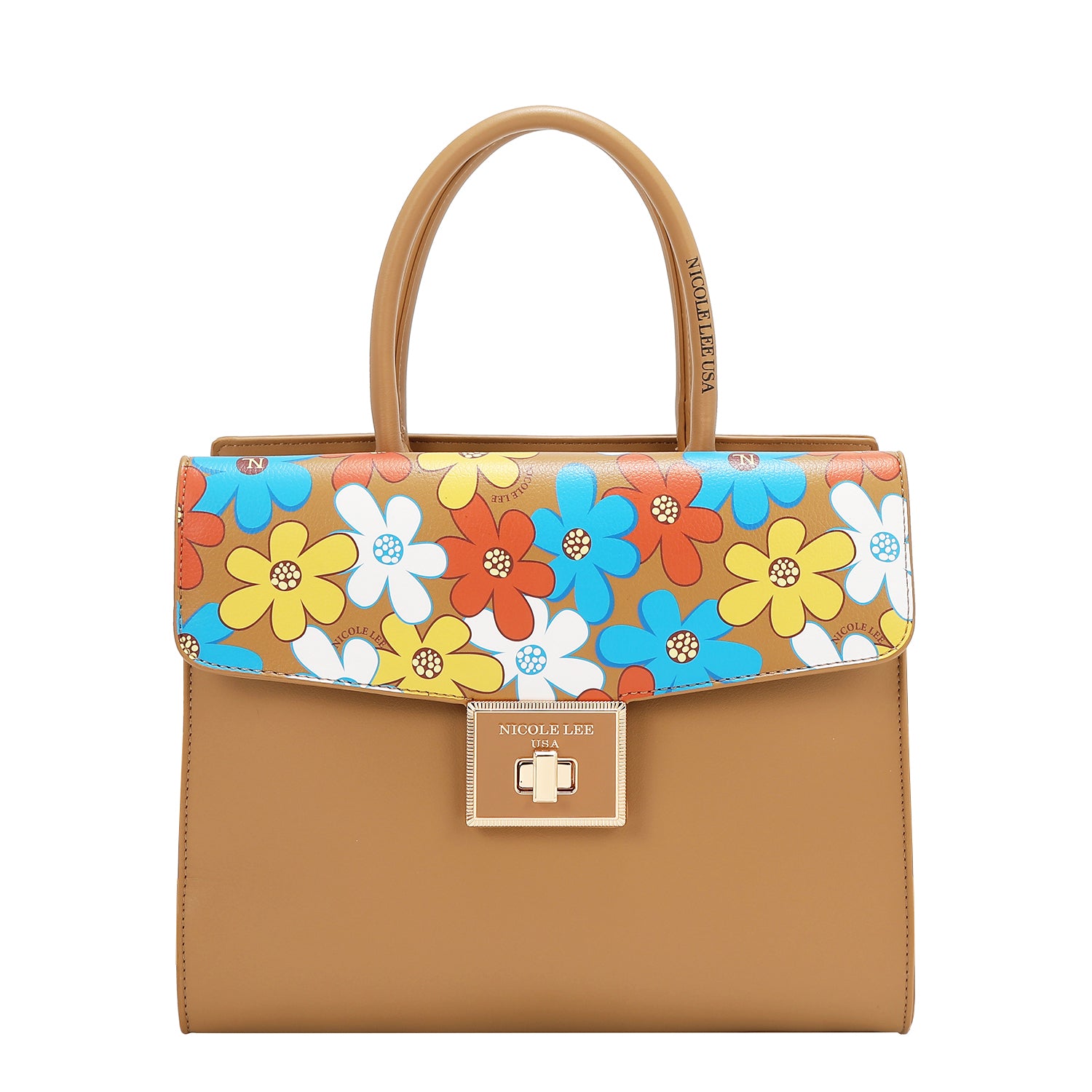 BOLSO SATCHEL POP FLORAL (TAUPE)