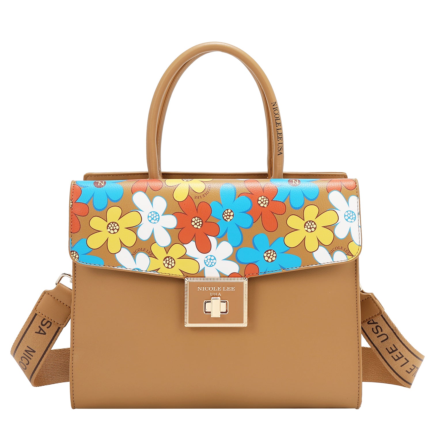 BOLSO SATCHEL POP FLORAL (TAUPE)
