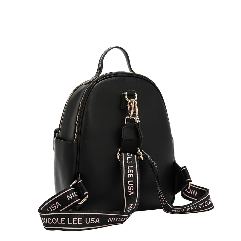 MOCHILA CON SOLAPA POP FLORAL (NEGRO)