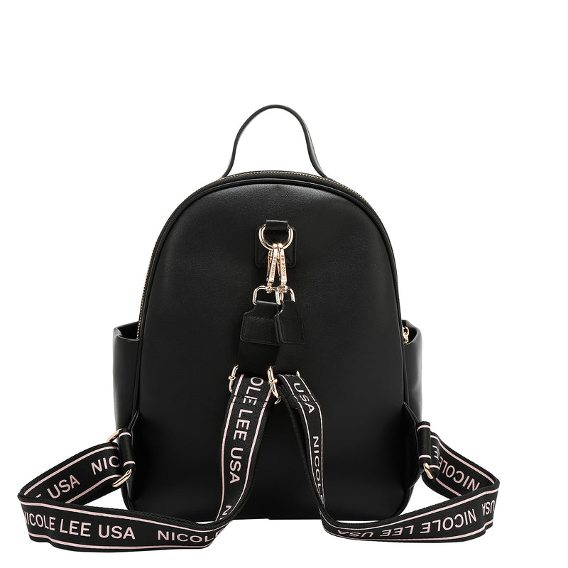 MOCHILA CON SOLAPA POP FLORAL (NEGRO)