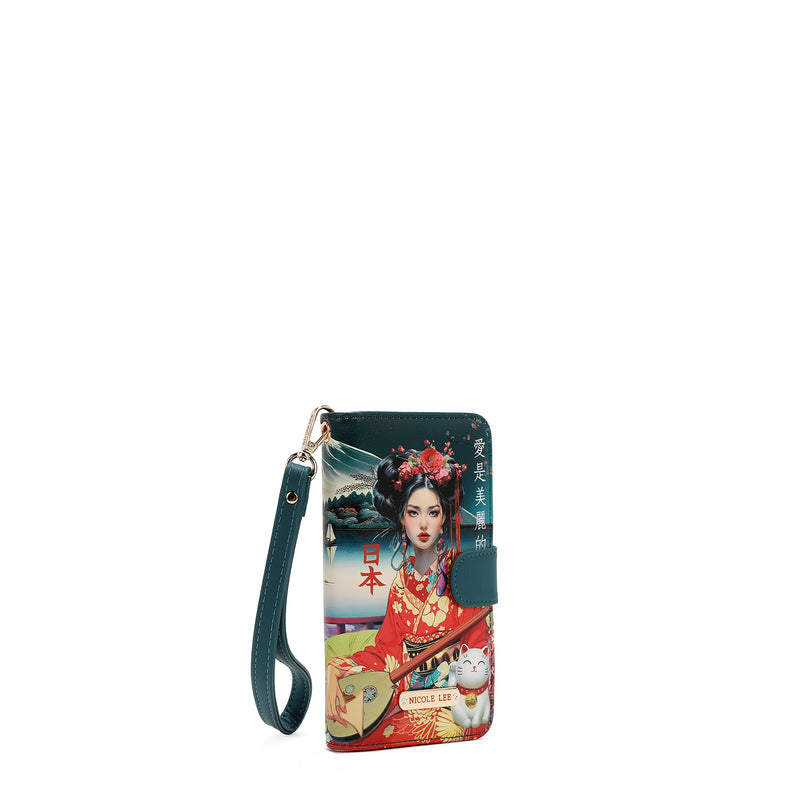 PHONE CASE AND WALLET WITH NL SIGNATURE WITH STRAP (<tc>AKIKO LA BELLEZA</tc>)