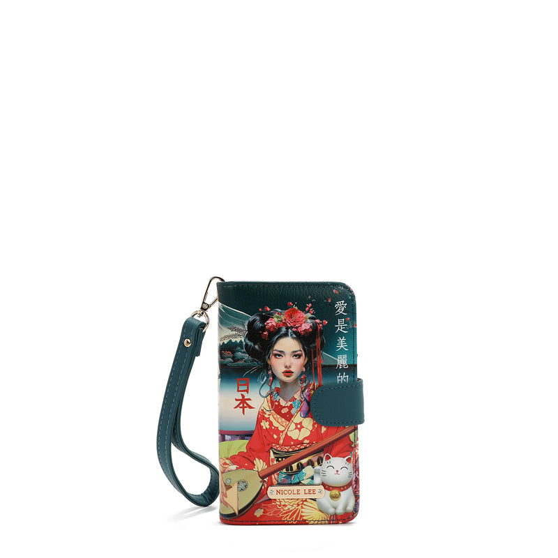 PHONE CASE AND WALLET WITH NL SIGNATURE WITH STRAP (<tc>AKIKO LA BELLEZA</tc>)