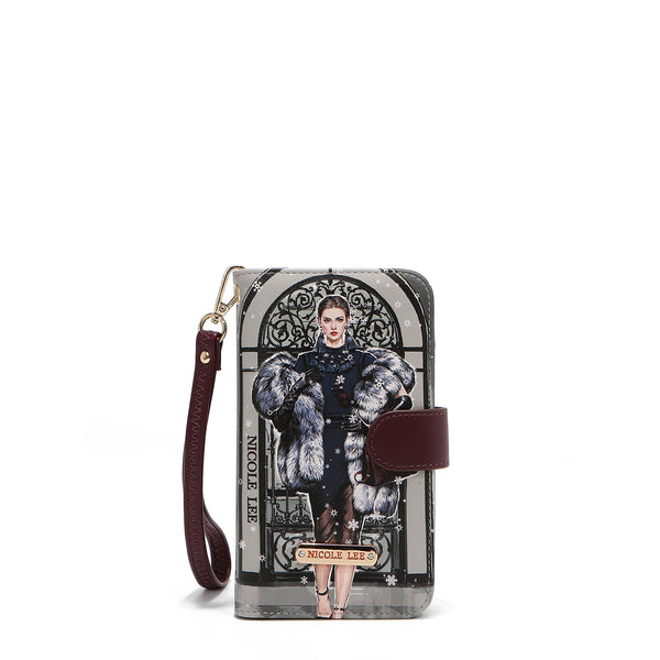 FUNDA DE TELÉFONO Y CARTERA CON LA FIRMA DE NL CON CORREA (MODA SNOWFLAKE)