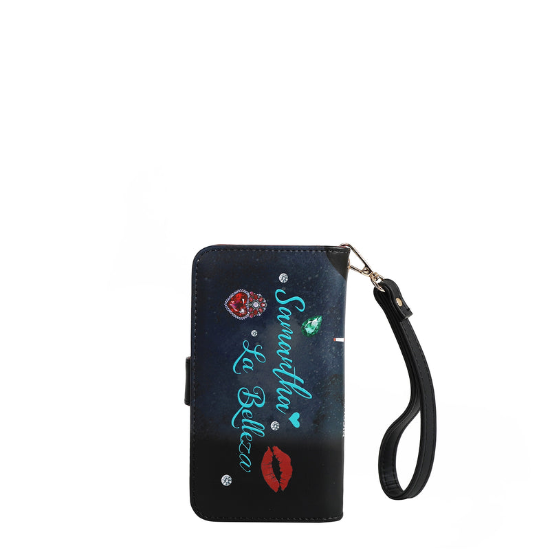 FUNDA DE TELÉFONO Y CARTERA CON LA FIRMA DE NL CON CORREA (SAMANTHA LA BELLEZA)