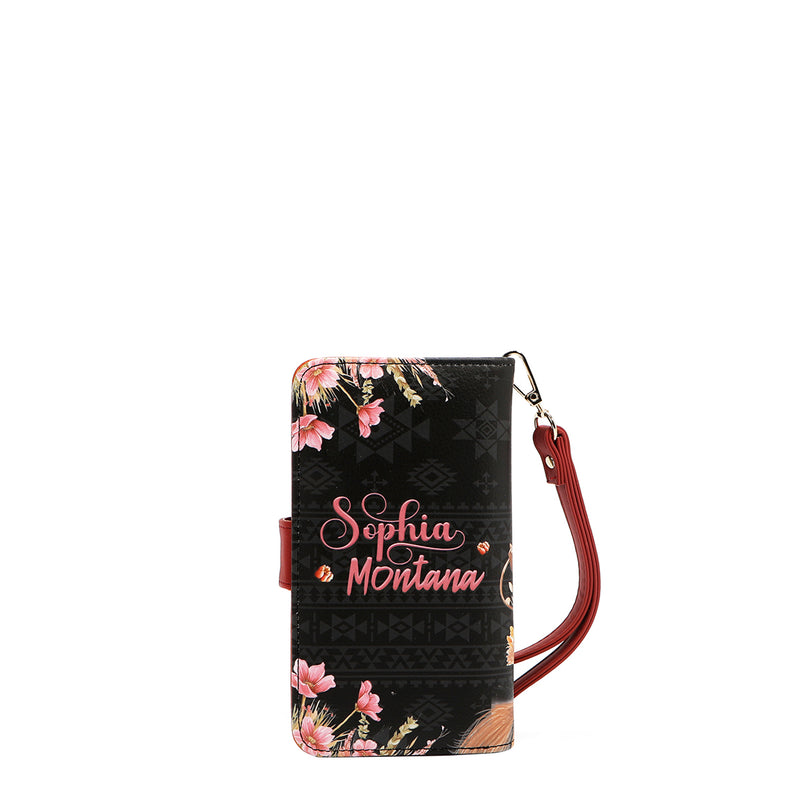 FUNDA DE TELÉFONO Y CARTERA CON LA FIRMA DE NL CON CORREA (SOFIA MONTANA)