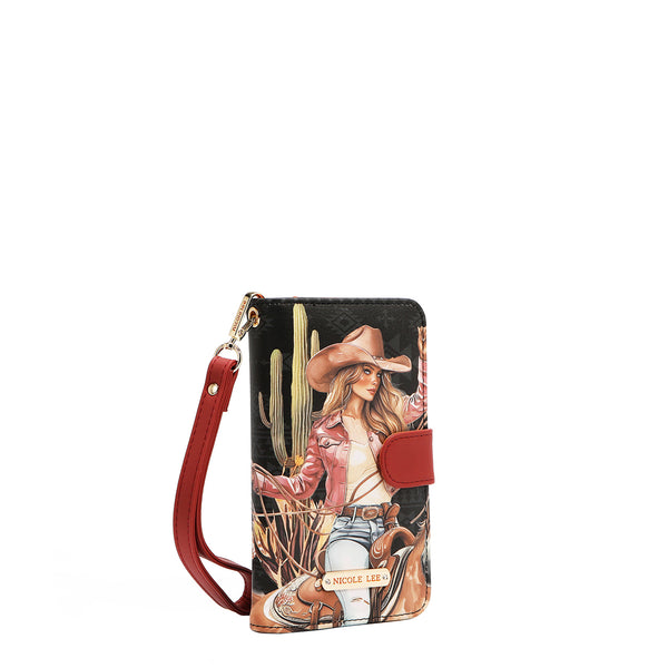 FUNDA DE TELÉFONO Y CARTERA CON LA FIRMA DE NL CON CORREA (SOFIA MONTANA)